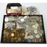 Collection of Great British and World coins including; 1928 and 1941 half crowns,