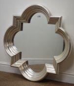 Modern silver finish moulded shaped wall mirror,