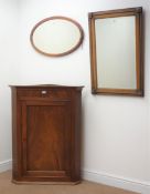19th century mahogany wall hanging corner cabinet, single door enclosing three shelves (W72cm,