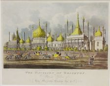 Collection of 19th century engravings and lithographs including 'The Pavilion at Brighton',