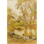 'On the Esk near Egton Bridge', watercolour signed by John C Syer (British 1844-1912),