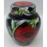 Moorcroft ginger jar and cover decorated in the Wilverley pattern, designed by Rachel Bishop,