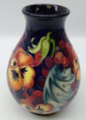 Moorcroft Fruit Feast pattern vase designed by Emma Bossons, dated 2017 signed in gold pen, H19.