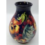 Moorcroft Fruit Feast pattern vase designed by Emma Bossons, dated 2017 signed in gold pen, H19.