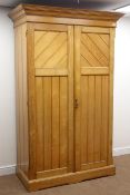 Edwardian golden ash combination wardrobe, fully fitted interior enclosed by two doors, plinth base,