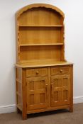Oak Dutch style dresser, arched raised back with two shelves,