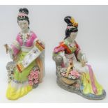 Pair of large Japanese porcelain Bejin figures,