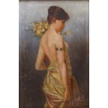 Female Holding a Vase of Flowers,