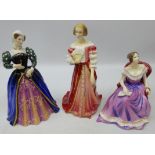 Three Royal Doulton limited edition figures; Queens of the Realm 'Mary Queen of Scots' HN 3142,