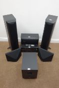 Mission speaker system including two uprights, two front,