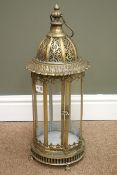 Bronze finish classical eight sided glass lantern with carrying handle, D21cm,