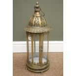 Bronze finish classical eight sided glass lantern with carrying handle, D21cm,