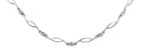 9ct white gold diamond set chain necklace, hallmarked Condition Report Approx 9.