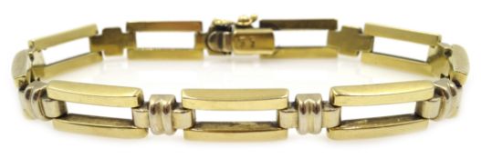 18ct gold rectangular link bracelet, hallmarked, approx 14.