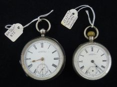 Silver key wound pocket watch by American Waltham Watch Co,