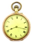 Early 20th century 18ct gold fob watch, case by Rotherham & Sons,