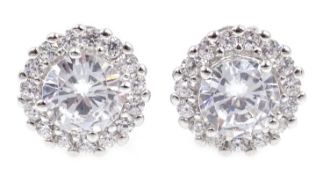 Pair of silver cubic zirconia stud earrings,