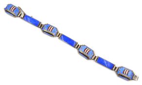 Norwegian silver and enamel ship link bracelet stamped Norne 925S N Condition Report