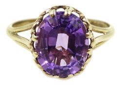 9ct gold amethyst ring, hallmarked Condition Report Approx 2.