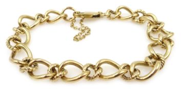 9ct gold fancy link bracelet, hallamarked, approx 26.