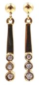 Pair of 9ct gold diamond pendant earrings, hallmarked Condition Report Approx 1.