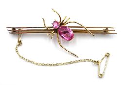 Victorian 15ct gold pink tourmaline spiders brooch Condition Report Approx 4.