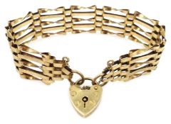 9ct gold five bar gate bracelet, hallmarked, approx 11.