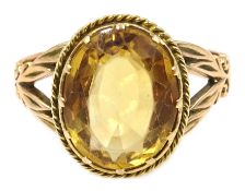 Edwardian gold oval citrine ring,