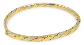 18ct gold white, yellow and rose gold bangle, hallmarked, approx 18.