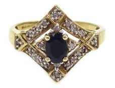 9ct gold sapphire and diamond, hallmarked Condition Report Approx 2.