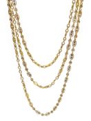 18ct gold (tested) chain link necklace, approx 29.