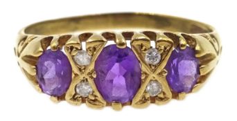 9ct gold amethyst and diamond ring, hallmarked Condition Report Approx 1.