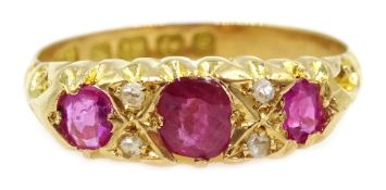 Edwardian 18ct gold ruby and diamond ring Birmingham 1906 Condition Report size