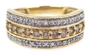 9ct gold three row diamond half eternity ring, hallmarked Condition Report Approx 2.