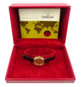 Omega 9ct gold wristwatch ref BL 511 5516, on original leather strap,