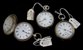 Silver Swiss pair cased silver ladies pocket watch by Piquerez Geneve engraved front and back,