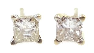 Pair of gold diamond stud earrings,