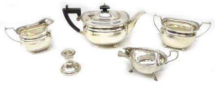 Silver three piece tea set by Elkington Birmingham 1938,