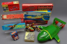 Sutcliffe 'Hawk' clockwork speed boat, boxed, 1990s Matchbox large scale model of Thunderbird Two,