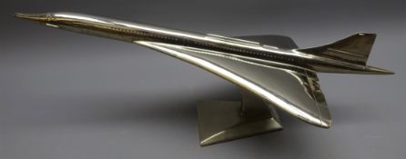 Metal finish model of Concorde on stand, L59cm,