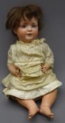Bahr & Proschild German bisque head doll with applied hair, sleeping eyes,