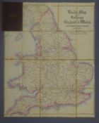19th century folding Tuck's Map of the Railways of England and Wales, mounted on linen 72 x 58cm,