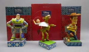 Three Toy Story Showcase Collection figurines designed by Jim Shore from Enesco - Howdy Partner,
