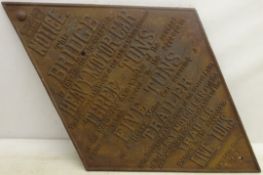 Original NER cast iron lozenge shaped Bridge Plate detailing the Motor Car Acts, 1896 & 1909,