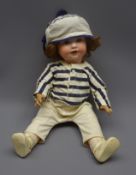 Armand Marseille Germany bisque head doll with applied hair, sleeping eyes,
