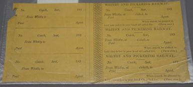 Original set of three Tickets issued by North Yorkshire, Whitby & Pickering Railway, from Whitby,