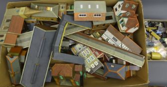 '00' gauge - large quantity of kit-built cardboard layout buildings including station, engine shed,