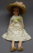 Schoenau & Hoffmeister bisque head doll, with applied hair,