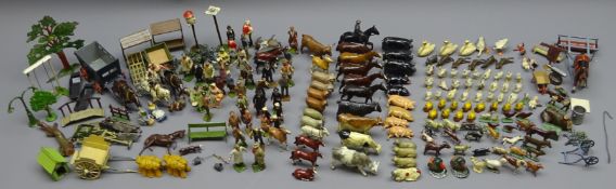 Quantity of farmyard die-cast figures and animals by Britains, J.