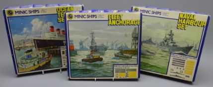 Three Hornby/Rovex Minic die-cast ship model sets - Fleet Anchorage,